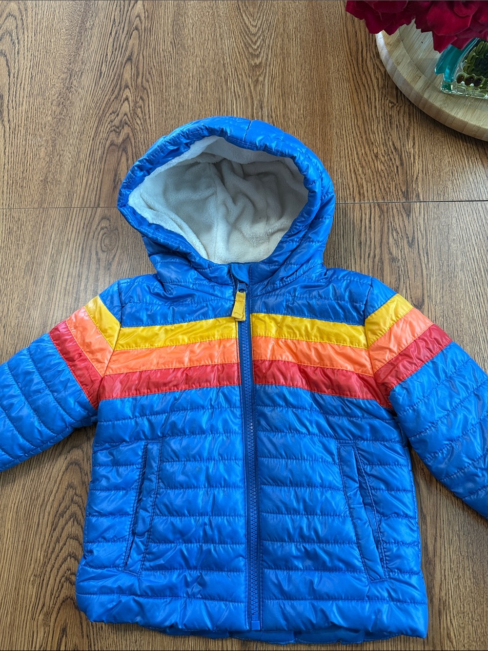 Cat & Jack Blue Hooded Toddler Jacket with Orange Accent